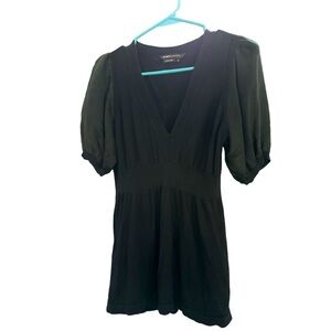 BCBGMAXAZRIA Black Silk and Cotton Short Sleeve Blouse Size Medium